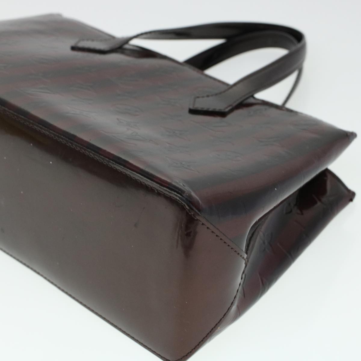 LOUIS VUITTON Vernis Rayure Wilshire PM Hand Bag Black Wine Red M91701 LV 44211