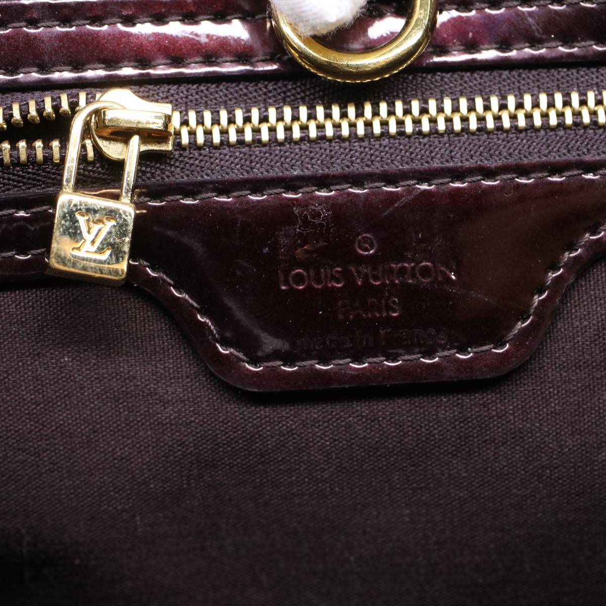 LOUIS VUITTON Vernis Rayure Wilshire PM Hand Bag Black Wine Red M91701 LV 44211