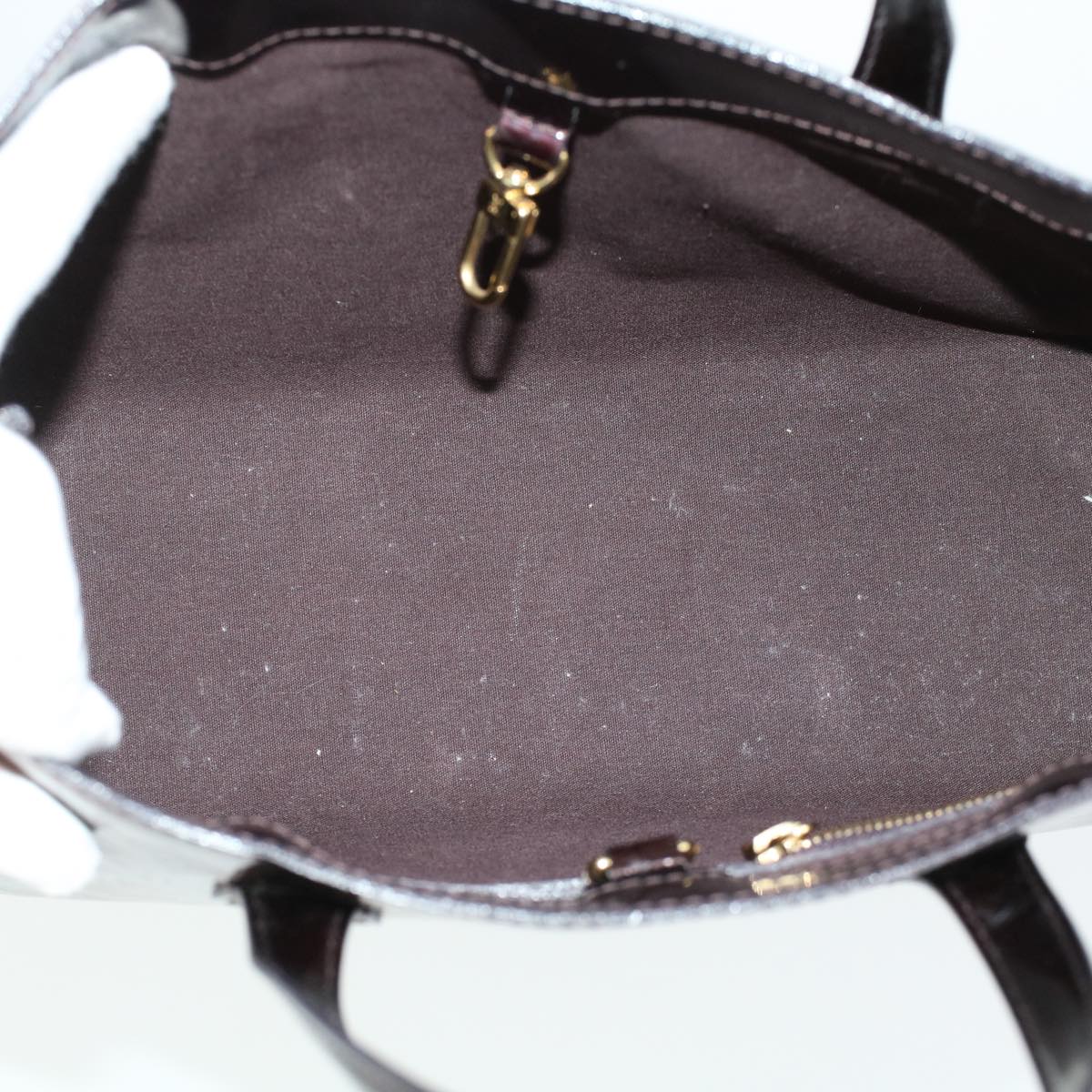 LOUIS VUITTON Vernis Rayure Wilshire PM Hand Bag Black Wine Red M91701 LV 44211
