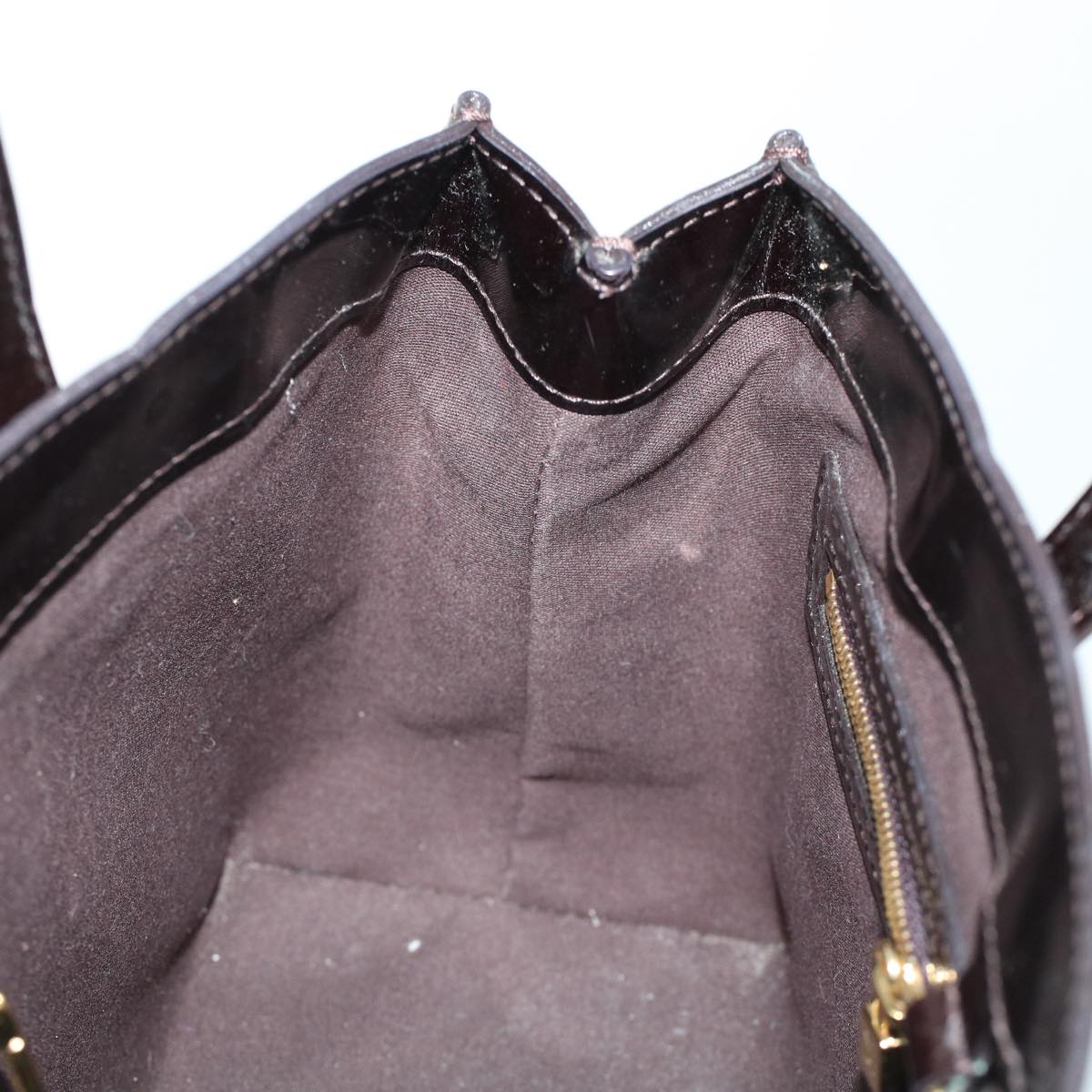 LOUIS VUITTON Vernis Rayure Wilshire PM Hand Bag Black Wine Red M91701 LV 44211
