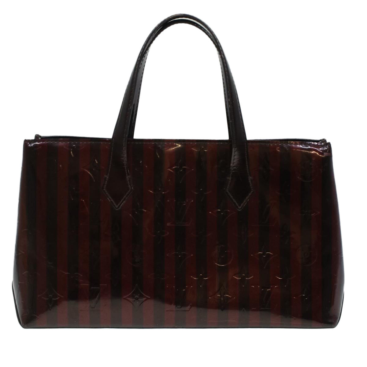 LOUIS VUITTON Vernis Rayure Wilshire PM Hand Bag Black Wine Red M91701 LV 44211