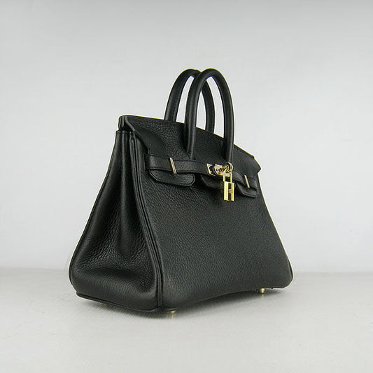 Luxury Hermes Birkin 25cm Handbag 6068 black golden