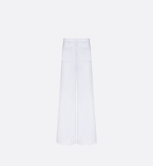 Luxury Dioriviera Flared Jeans White Cotton Denim