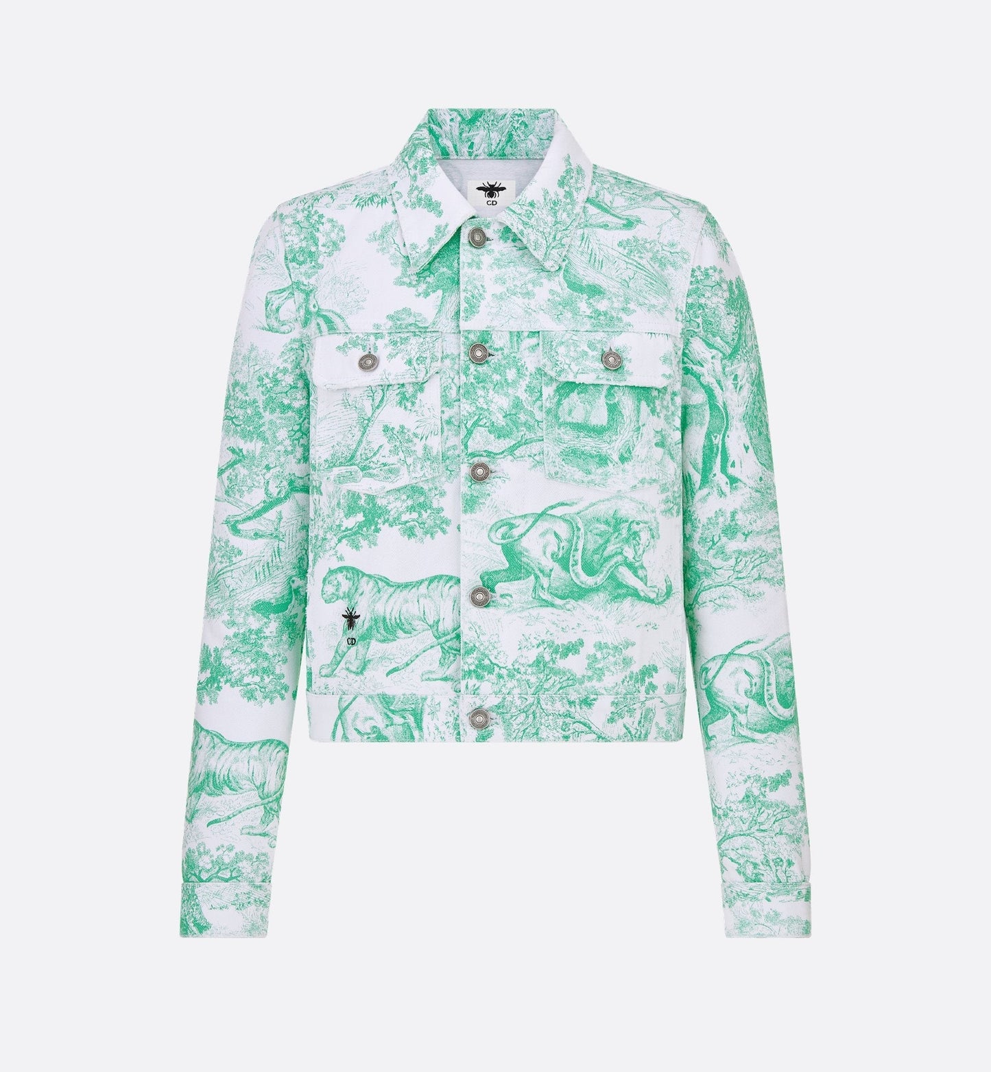 Luxury Dioriviera Jacket White And Aquamarina Cotton Denim With Toile De Jouy Sauvage Motif