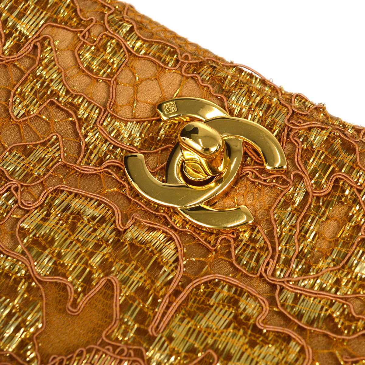 Luxury Chanel * 1997-1999 Double Sided Turnlock Handbag Satin Lace