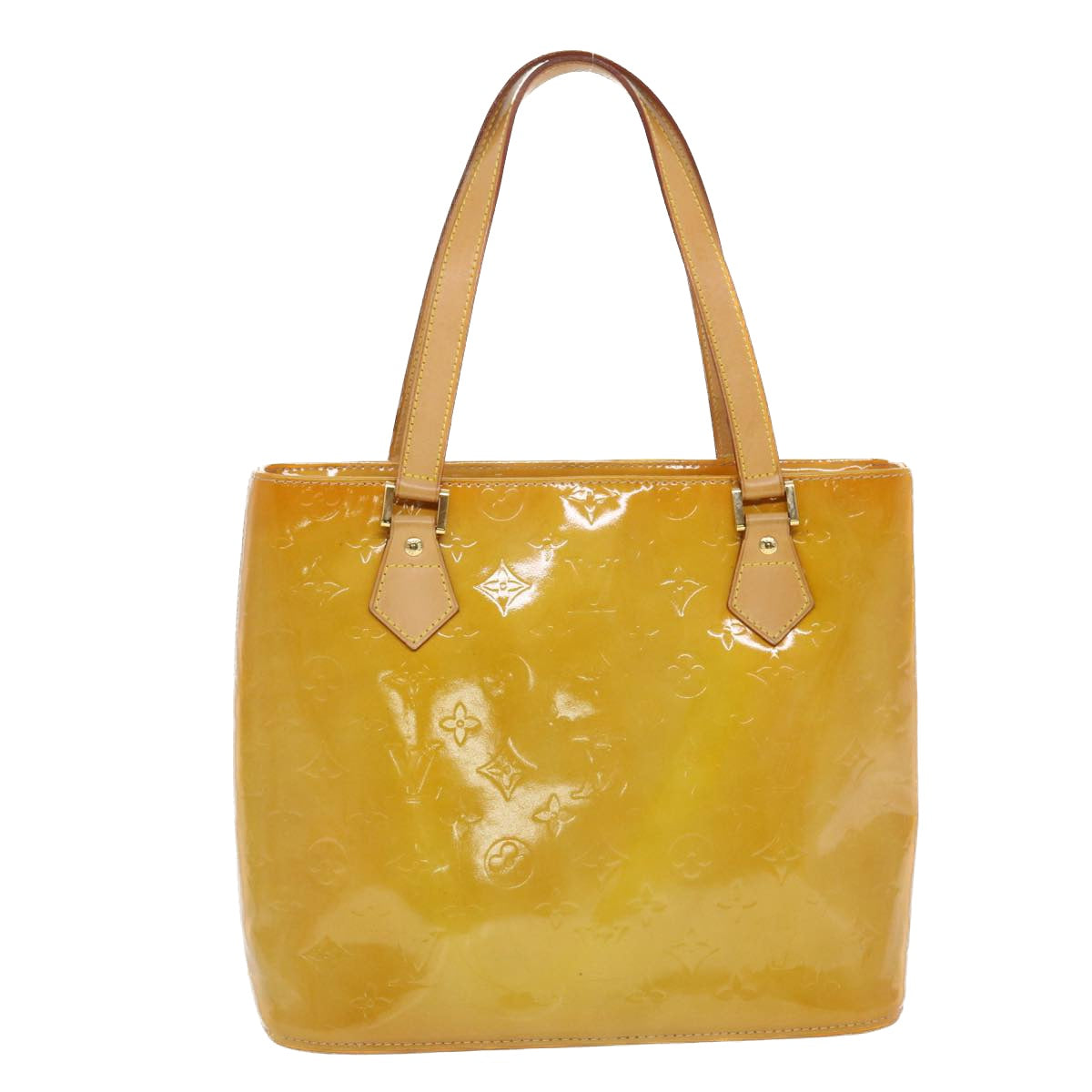 LOUIS VUITTON Monogram Vernis Houston Hand Bag Yellow M91055 LV 44475