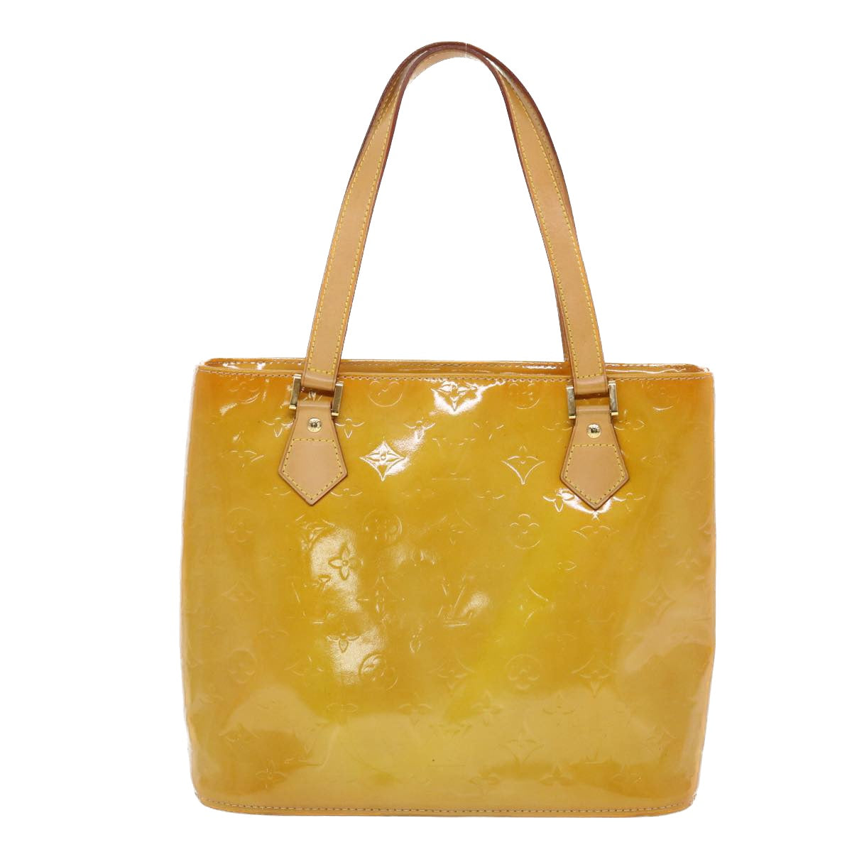 LOUIS VUITTON Monogram Vernis Houston Hand Bag Yellow M91055 LV 44475