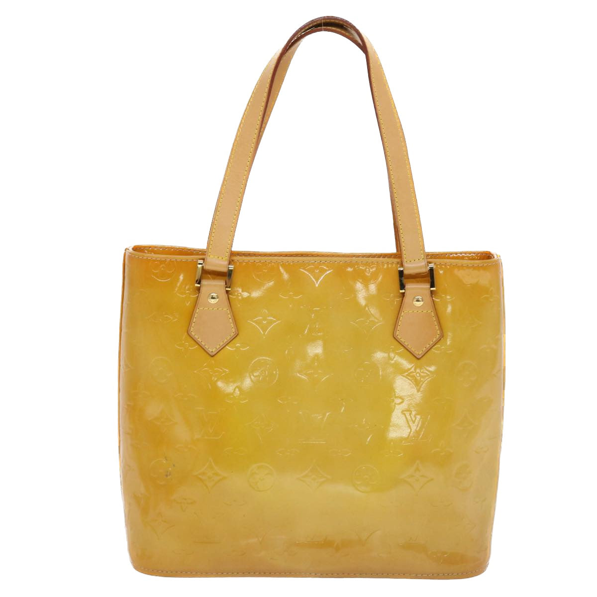 LOUIS VUITTON Monogram Vernis Houston Hand Bag Yellow M91055 LV 44475