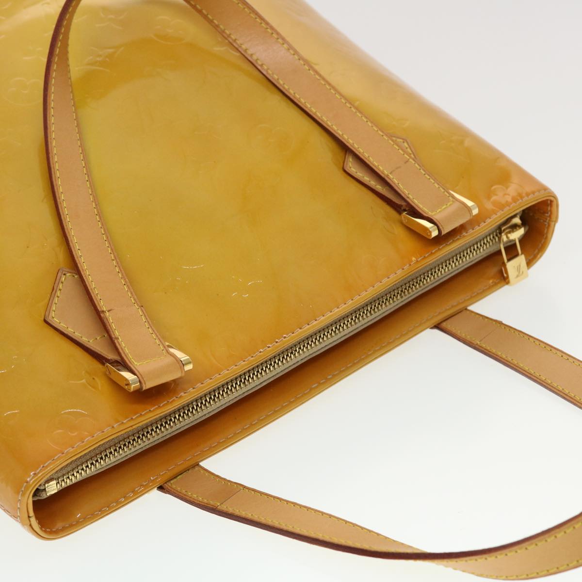 LOUIS VUITTON Monogram Vernis Houston Hand Bag Yellow M91055 LV 44475