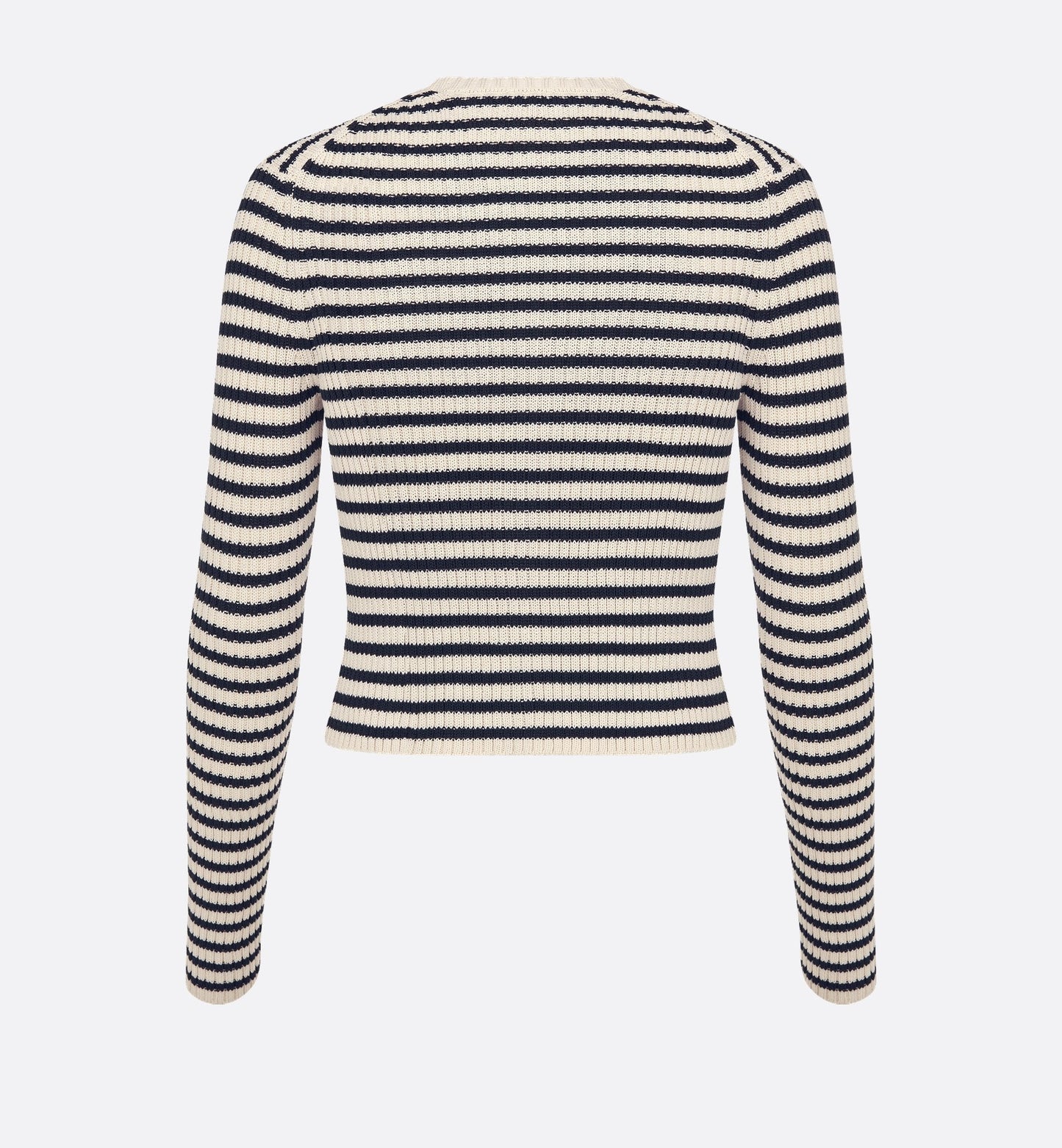 Dioriviera Twinset White And Navy Blue Cotton Ribbed Knit With Luxury DiorMarinière Motif