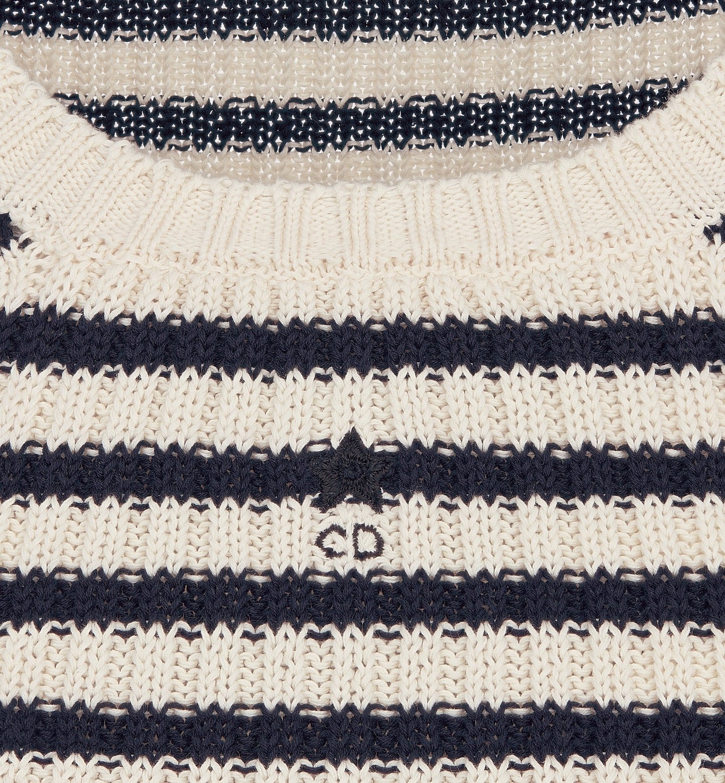 Dioriviera Twinset White And Navy Blue Cotton Ribbed Knit With Luxury DiorMarinière Motif