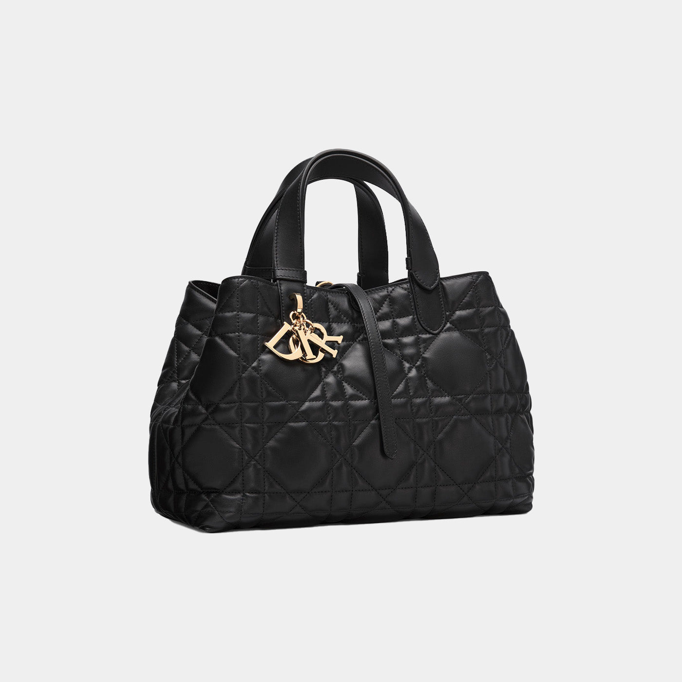 Medium Luxury Dior Toujours Bag Black Macrocannage Calfskin