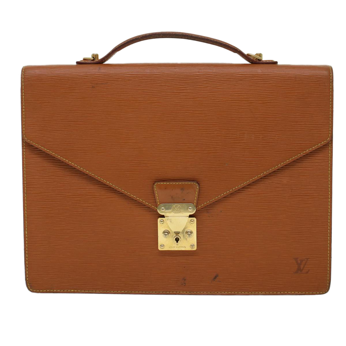 LOUIS VUITTON Epi Porte Documents Bandouliere Briefcase Brown M54468 44551