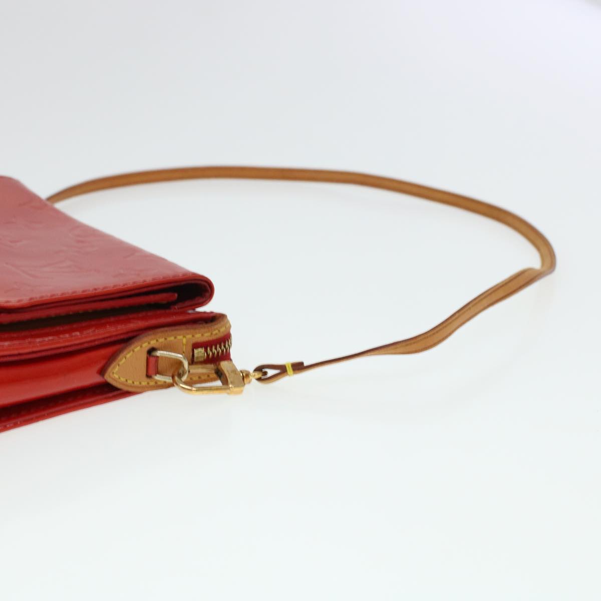 LOUIS VUITTON Monogram Vernis Motto Accessory Pouch Red M91137 LV 44602