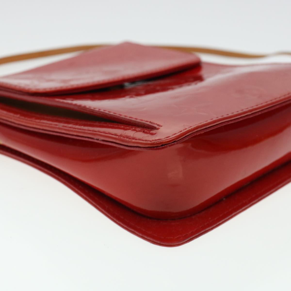 LOUIS VUITTON Monogram Vernis Motto Accessory Pouch Red M91137 LV 44602