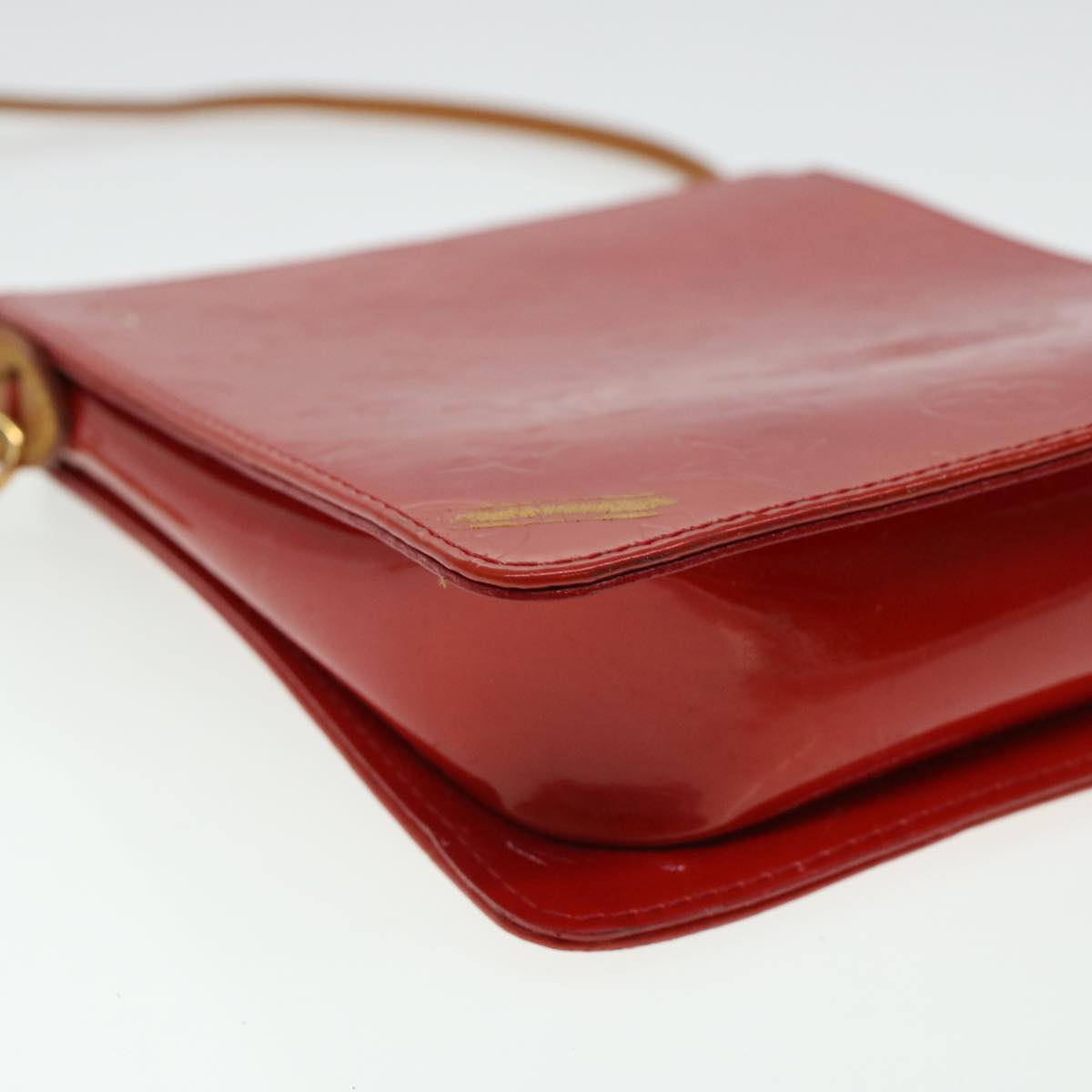 LOUIS VUITTON Monogram Vernis Motto Accessory Pouch Red M91137 LV 44602