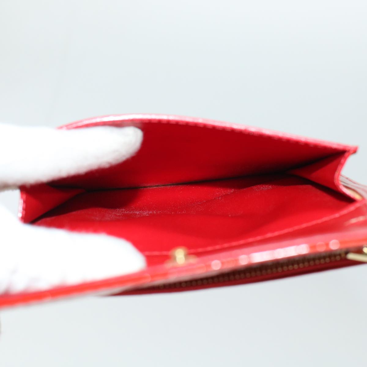 LOUIS VUITTON Monogram Vernis Motto Accessory Pouch Red M91137 LV 44602
