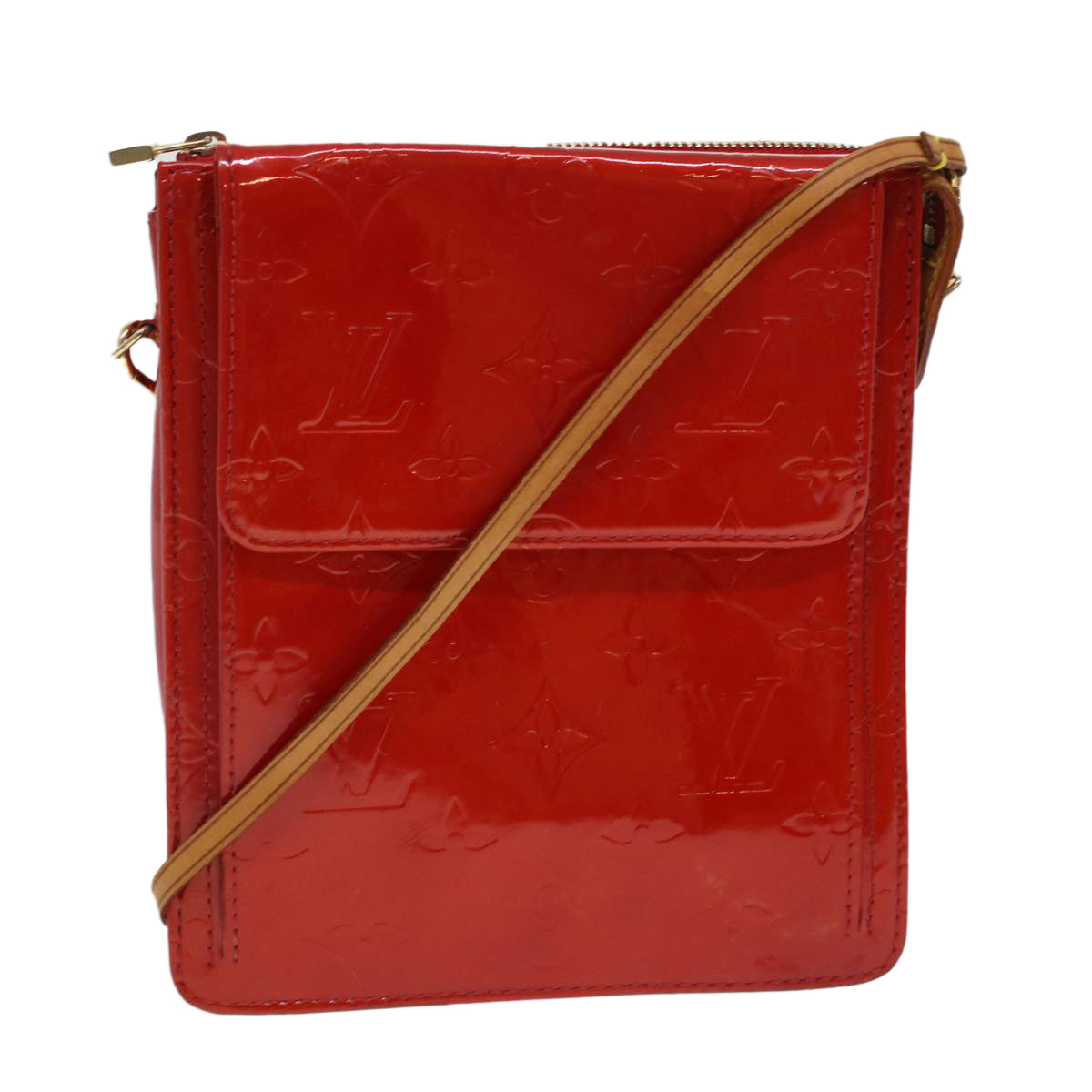LOUIS VUITTON Monogram Vernis Motto Accessory Pouch Red M91137 LV 44602