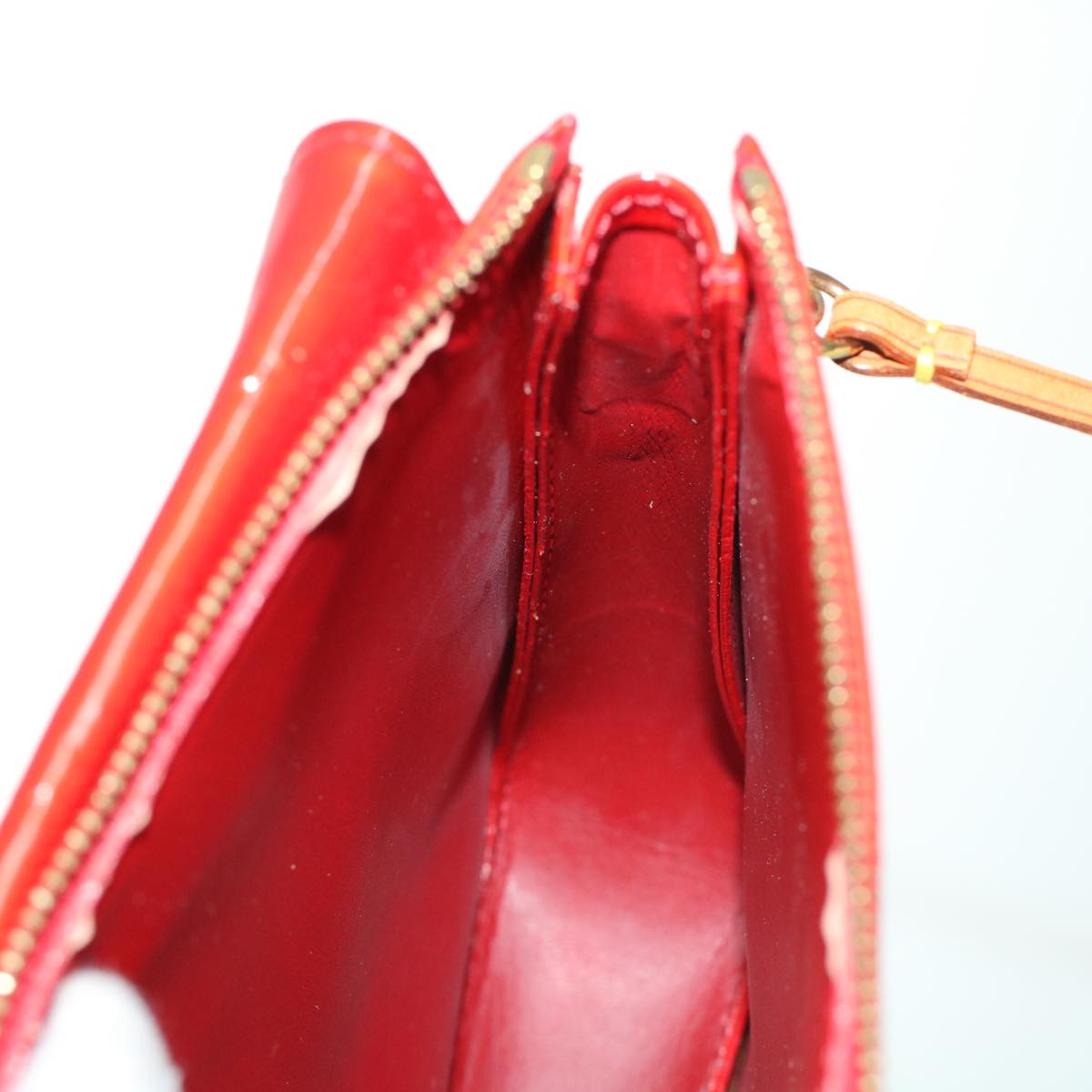 LOUIS VUITTON Monogram Vernis Motto Accessory Pouch Red M91137 LV 44602