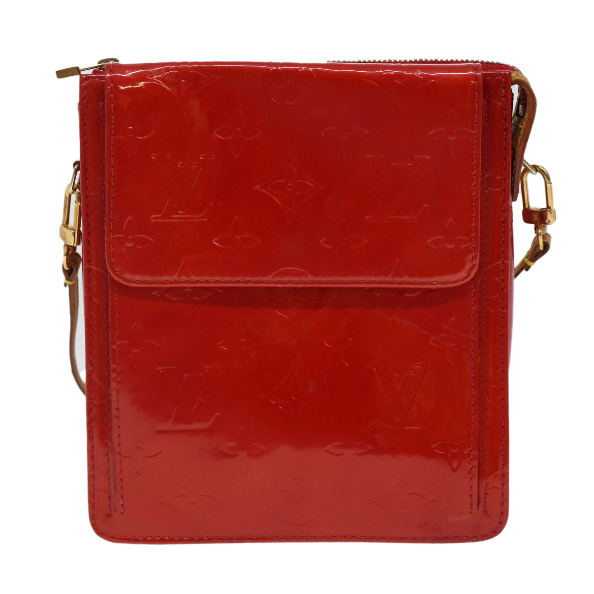 LOUIS VUITTON Monogram Vernis Motto Accessory Pouch Red M91137 LV 44602