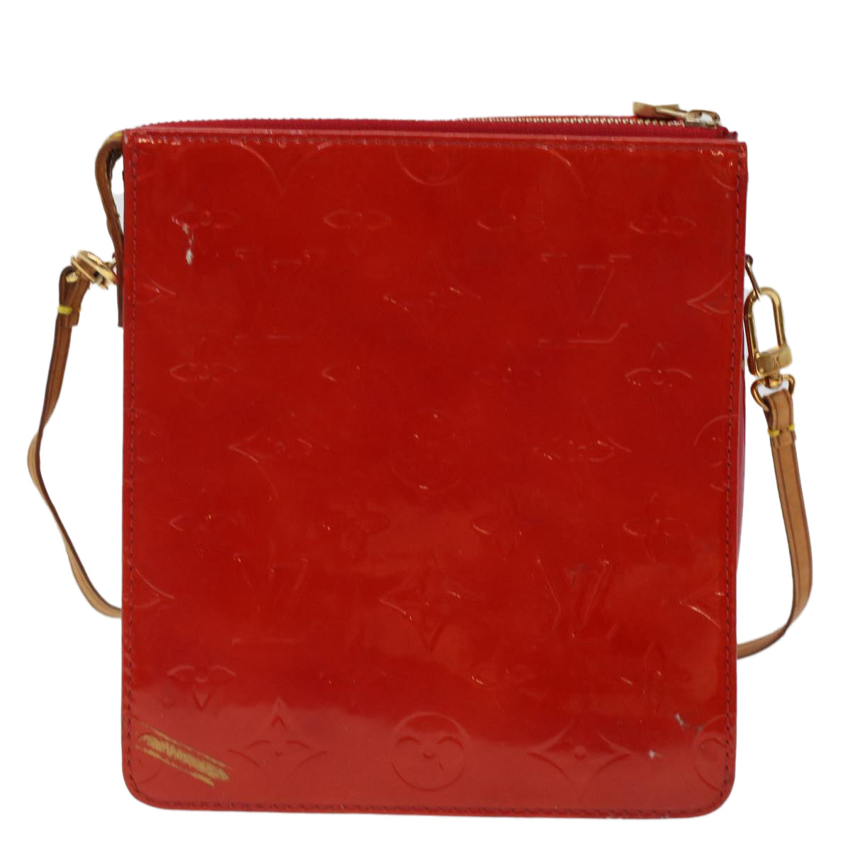 LOUIS VUITTON Monogram Vernis Motto Accessory Pouch Red M91137 LV 44602