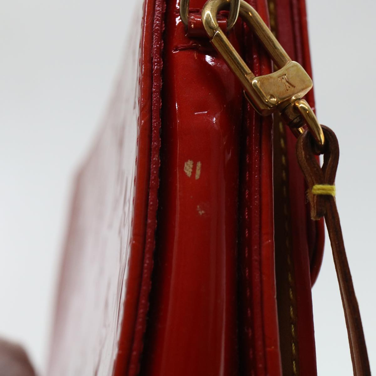 LOUIS VUITTON Monogram Vernis Motto Accessory Pouch Red M91137 LV 44602