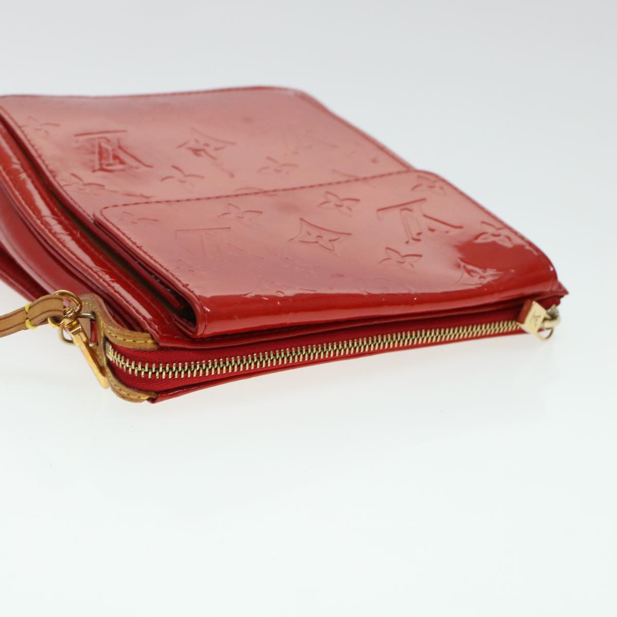 LOUIS VUITTON Monogram Vernis Motto Accessory Pouch Red M91137 LV 44602