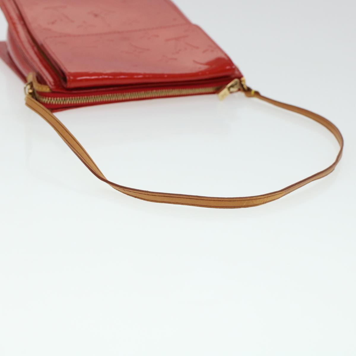 LOUIS VUITTON Monogram Vernis Motto Accessory Pouch Red M91137 LV 44602