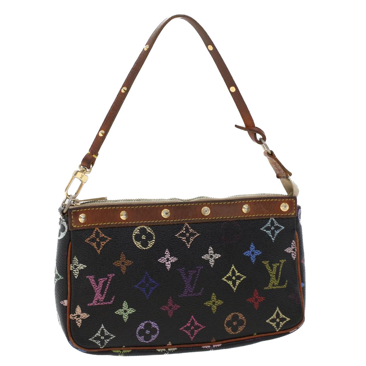 LOUIS VUITTON Multicolor Pochette Accessoires Pouch Black M92648 LV 44608