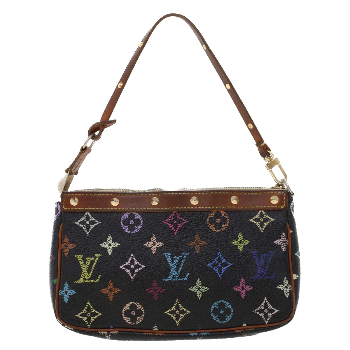 LOUIS VUITTON Multicolor Pochette Accessoires Pouch Black M92648 LV 44608