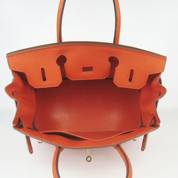 Luxury Hermes Birkin 30cm Togo Leather Handbags Orange Golden