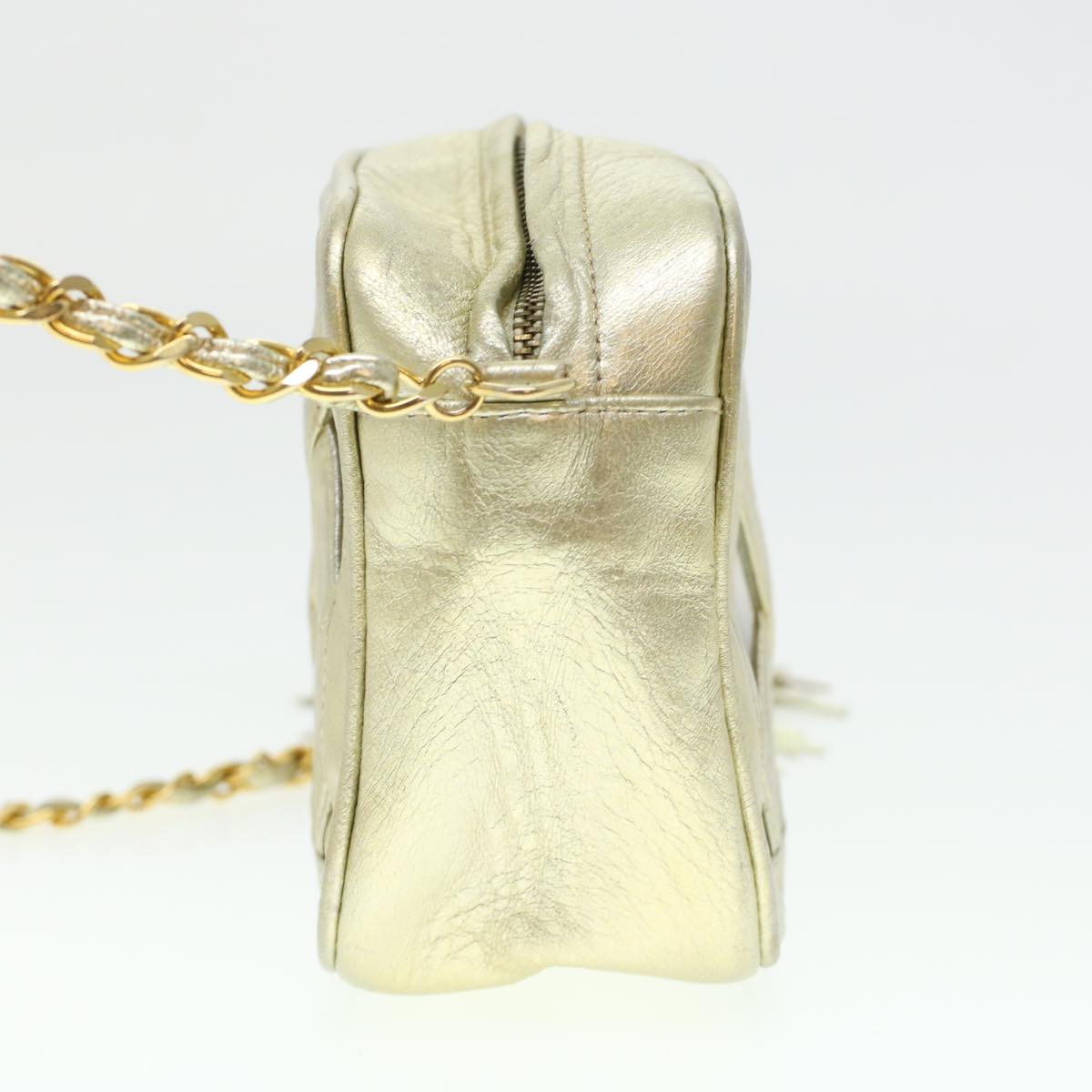 Luxury Chanel Fringe Chain Shoulder Bag Lamb Skin Gold CC  44673