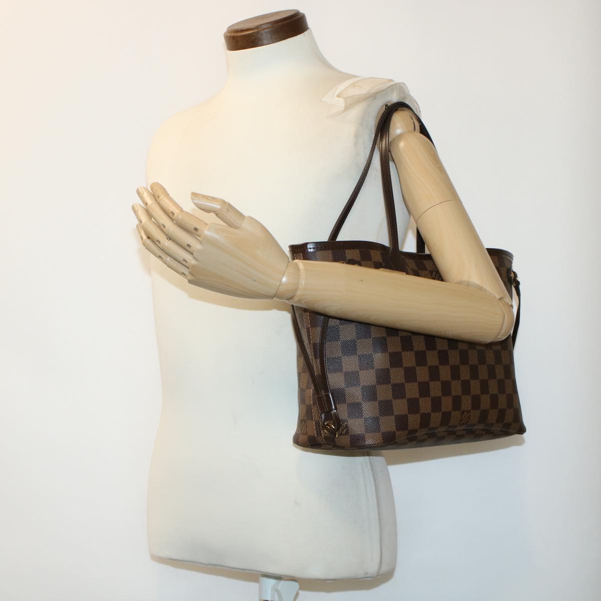 LOUIS VUITTON Damier Ebene Neverfull PM Tote Bag N51109 LV 44698