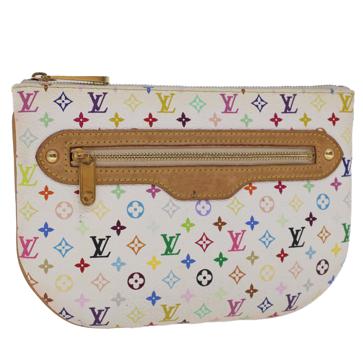 LOUIS VUITTON Monogram Multicolor Pochette GM Pouch White M60027 LV 44740