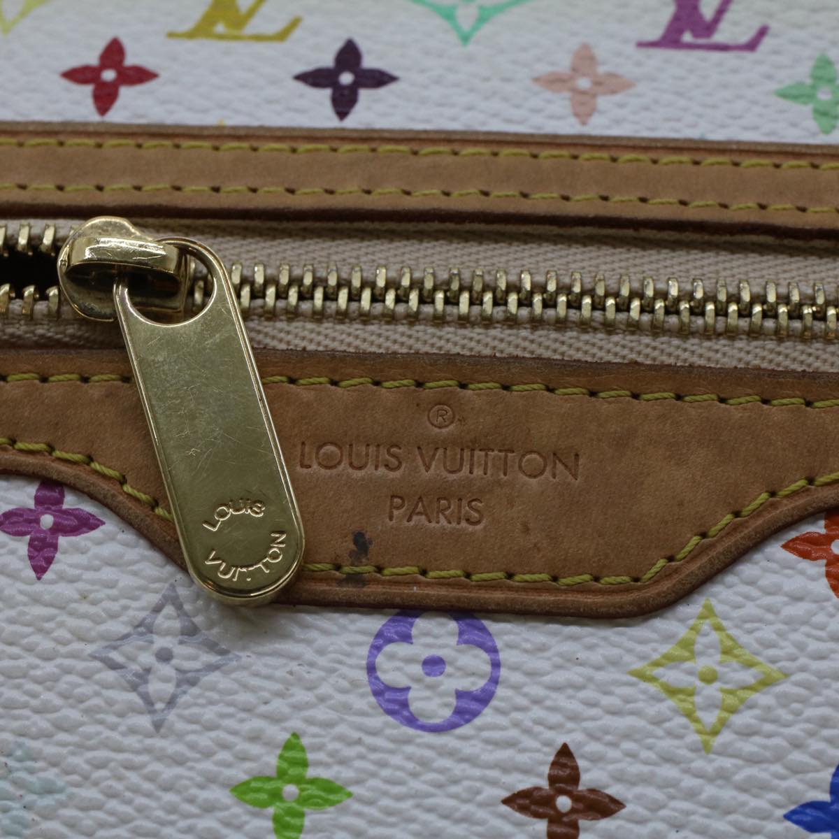 LOUIS VUITTON Monogram Multicolor Pochette GM Pouch White M60027 LV 44740