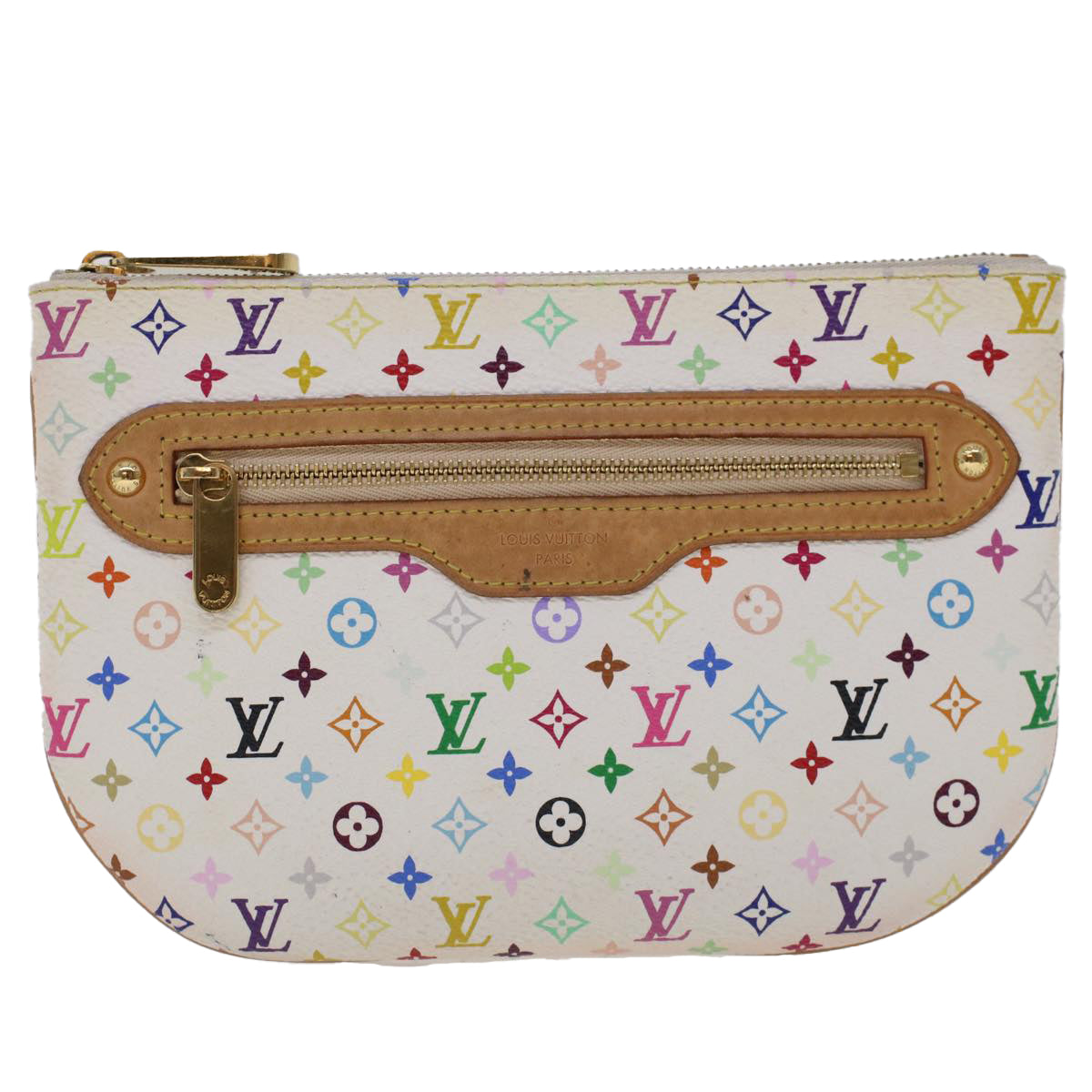 LOUIS VUITTON Monogram Multicolor Pochette GM Pouch White M60027 LV 44740
