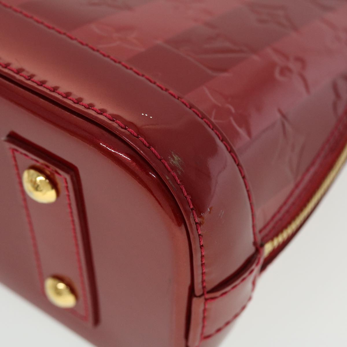 LOUIS VUITTON Vernis Rayure Alma BB Hand Bag Red M915593 LV 44749