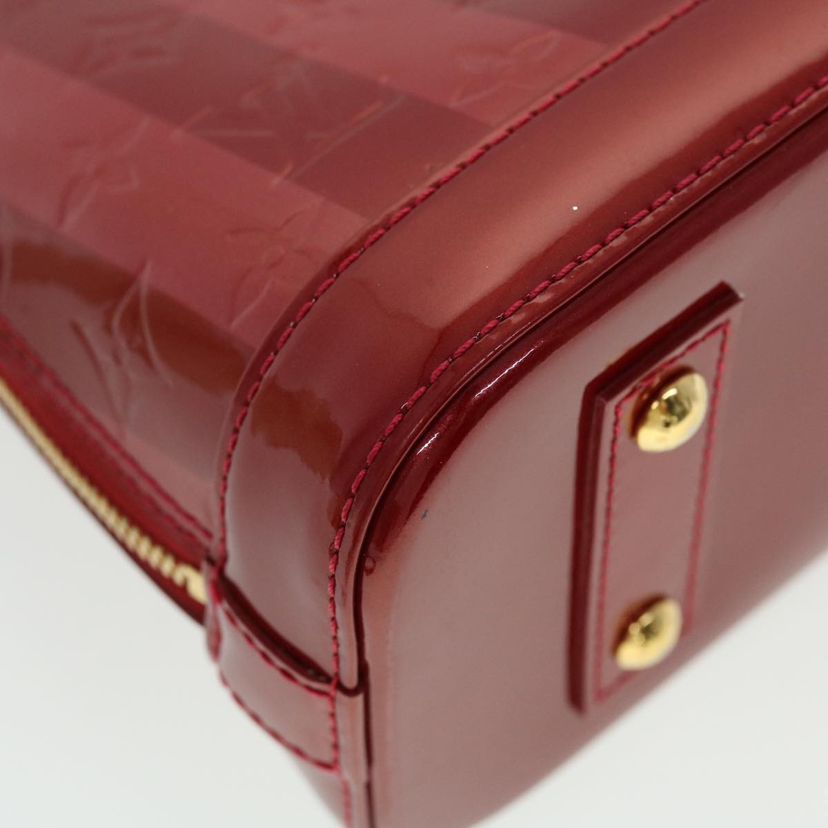 LOUIS VUITTON Vernis Rayure Alma BB Hand Bag Red M915593 LV 44749
