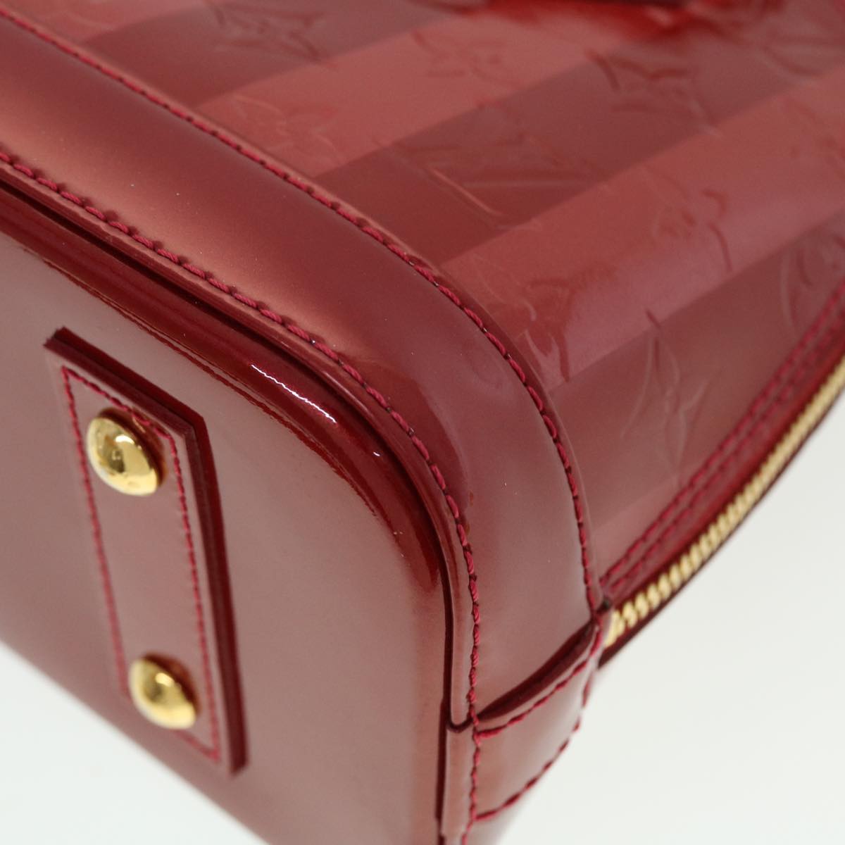 LOUIS VUITTON Vernis Rayure Alma BB Hand Bag Red M915593 LV 44749