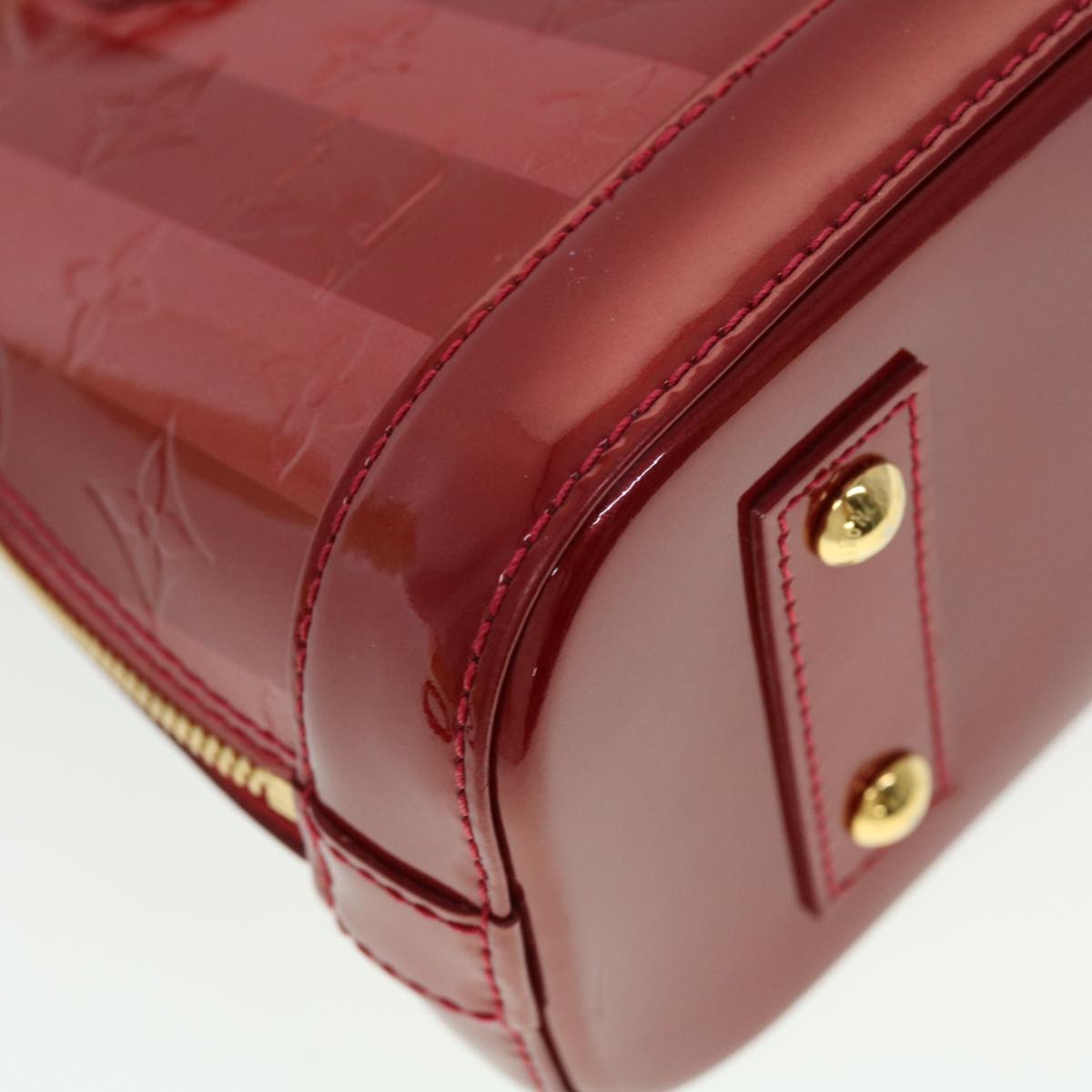 LOUIS VUITTON Vernis Rayure Alma BB Hand Bag Red M915593 LV 44749