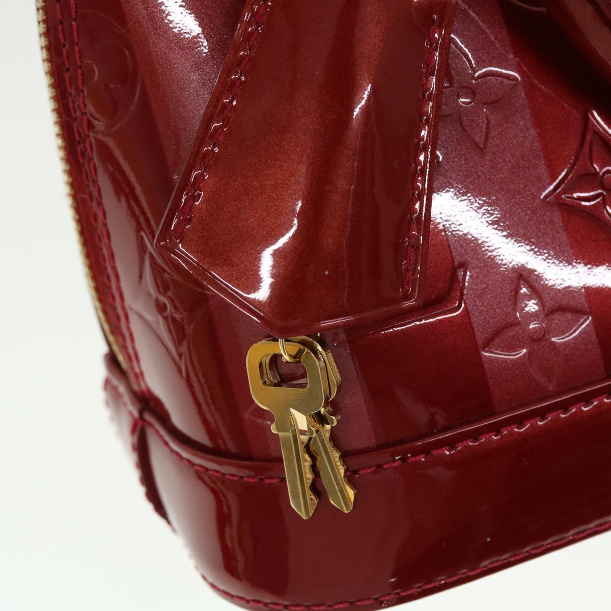 LOUIS VUITTON Vernis Rayure Alma BB Hand Bag Red M915593 LV 44749