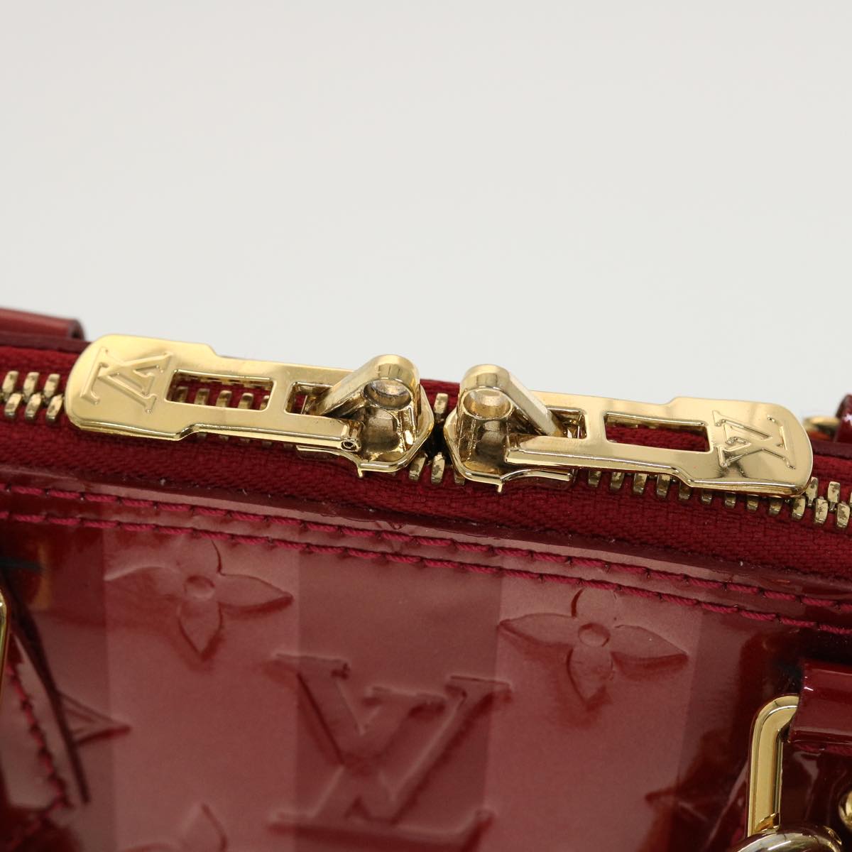 LOUIS VUITTON Vernis Rayure Alma BB Hand Bag Red M915593 LV 44749