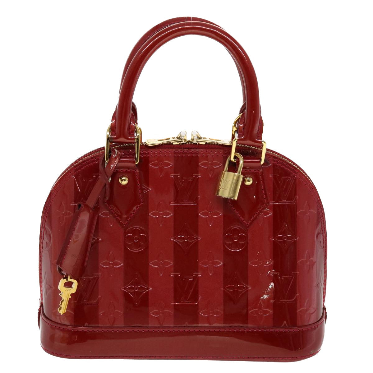 LOUIS VUITTON Vernis Rayure Alma BB Hand Bag Red M915593 LV 44749