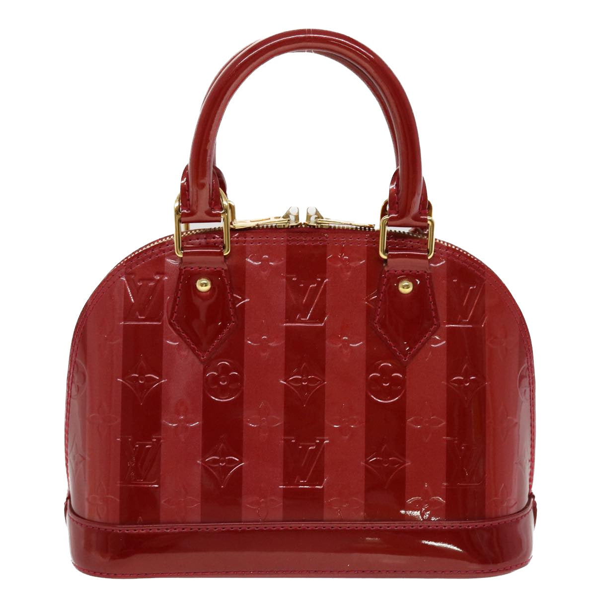 LOUIS VUITTON Vernis Rayure Alma BB Hand Bag Red M915593 LV 44749