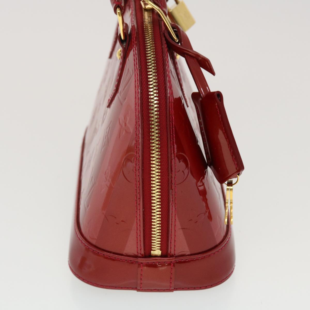 LOUIS VUITTON Vernis Rayure Alma BB Hand Bag Red M915593 LV 44749