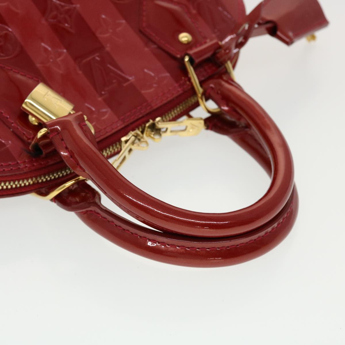 LOUIS VUITTON Vernis Rayure Alma BB Hand Bag Red M915593 LV 44749