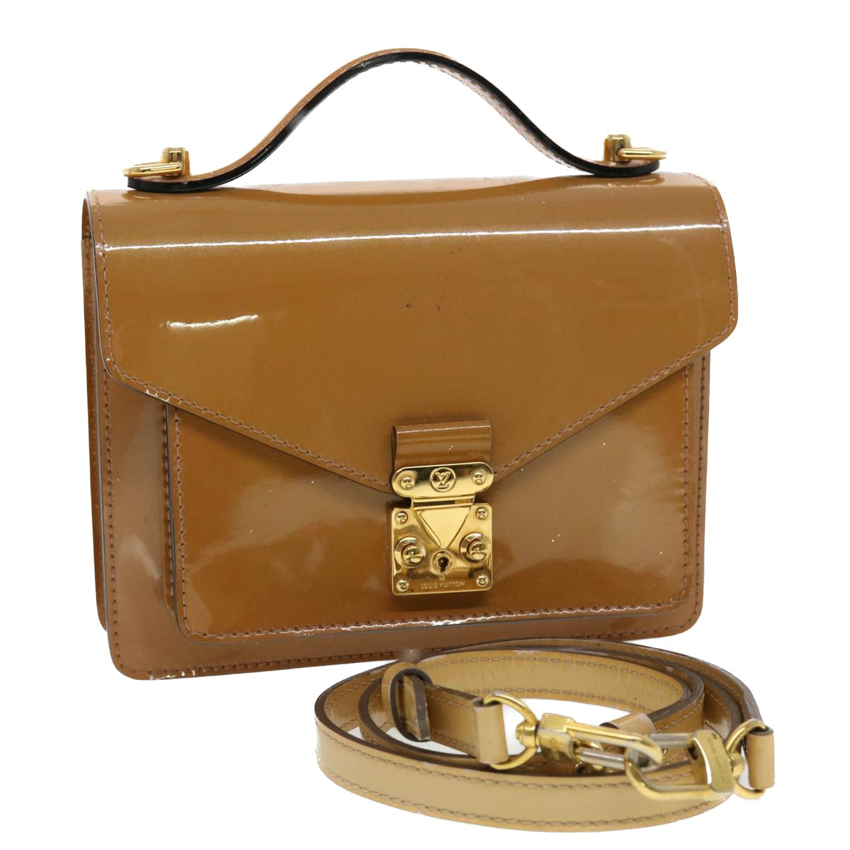 LOUIS VUITTON Vernis Monceau BB Hand Bag 2way Rose Velours M91580 LV 44764