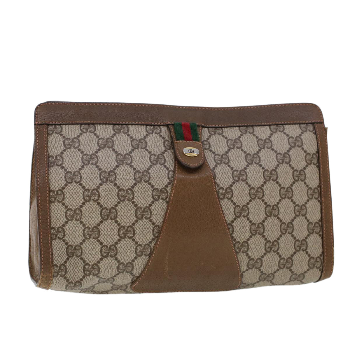 Luxury Gucci Trending 2025 GG Canvas Web Sherry Line Clutch Bag Beige Red Green