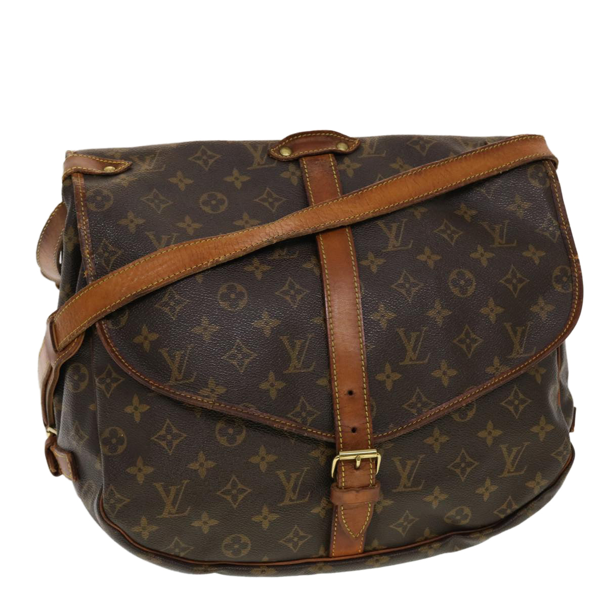 LOUIS VUITTON Monogram Saumur 35 Shoulder Bag M42254 LV 44846