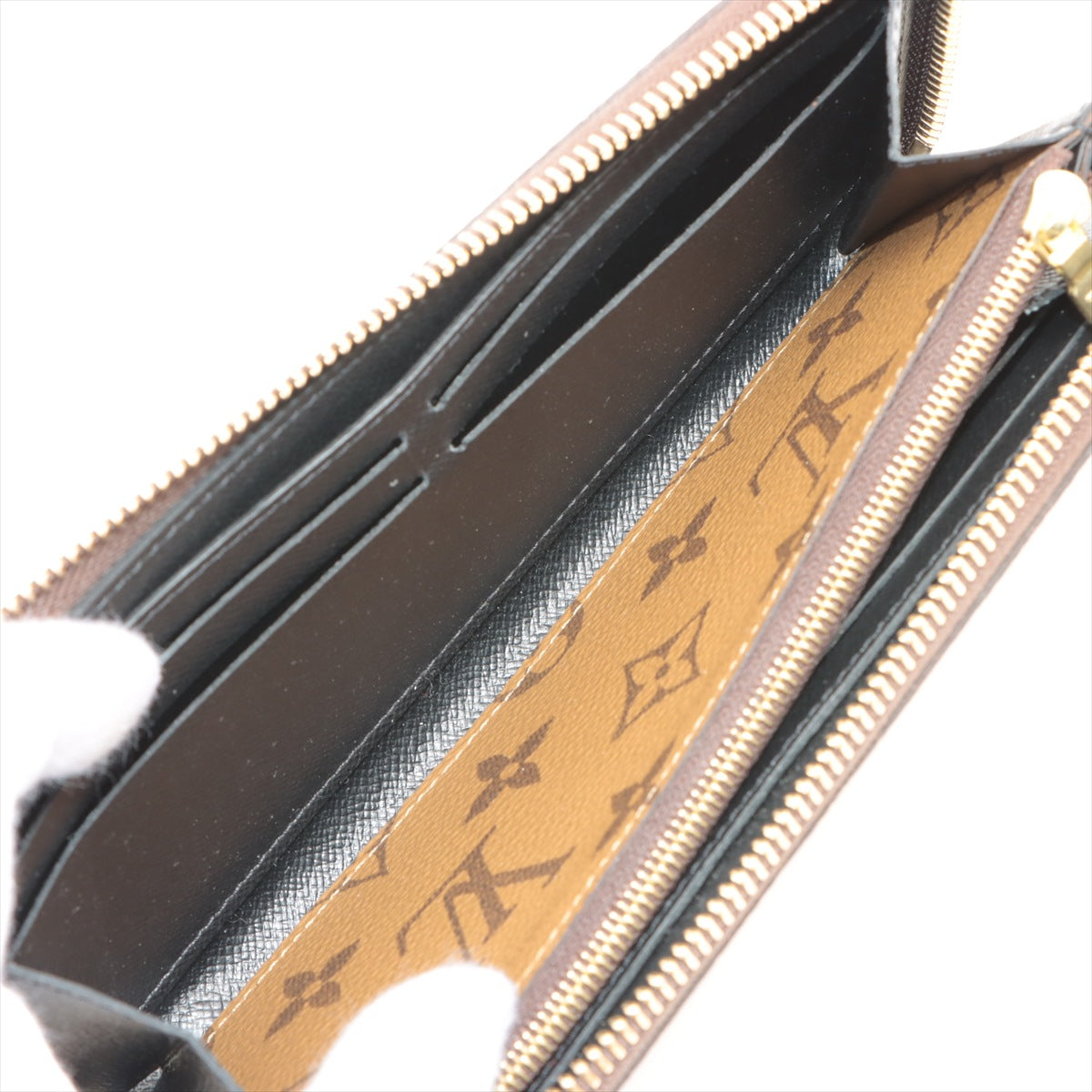 Louis Vuitton Monogram Reversee Portfolio Clemence M82336 Black X Brown Round  Wallet